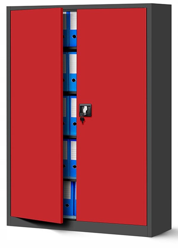 Büro Aktenschrank JAN II, 1150 x 1850 x 400 mm, anthrazit-rot