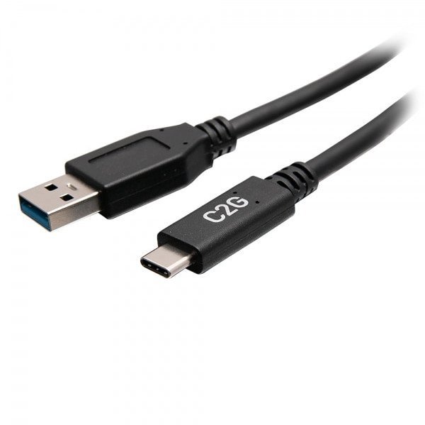 Καλώδιο C2G 6in USB-C σε USB-A SuperSpeed USB 5Gbps M/M - Καλώδιο USB - USB Τύπου A (M) σε 24 pin USB-C (M) - USB 3.2 Gen 1 - 30 V - 3 A - 15 cm - διαμορφωμένο - Μαύρο