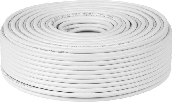 Cabletech Καλώδιο Ομοαξονικό RG-6U, Χάλκινος Αγωγός, 6.6mm, Λευκό, 100m