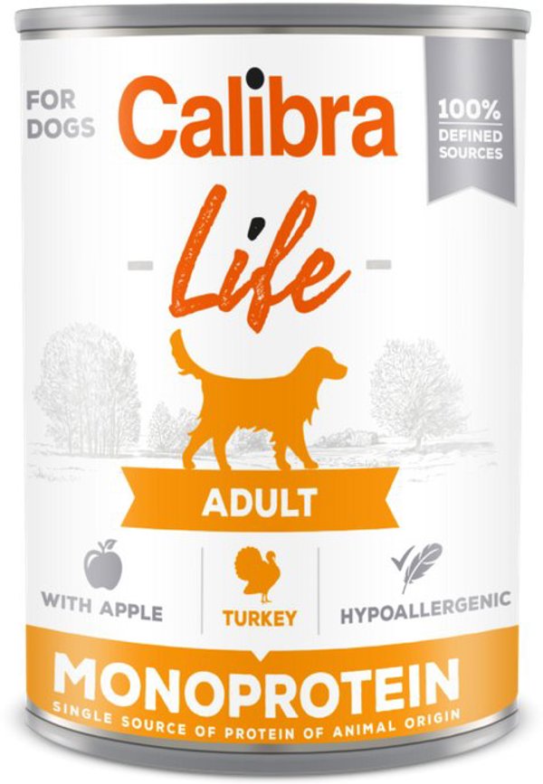 CALIBRA Dog Life Ενήλικος Γαλοπούλα με μήλα 400g