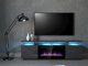 Cama Meble Ντουλάπι RTV EVA με ηλεκτρικό τζάκι 180x40x52 γραφίτης/γραφίτης γυαλιστερό