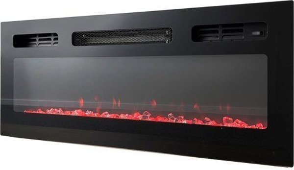 Cama Meble Ντουλάπι RTV EVA με ηλεκτρικό τζάκι 180x40x52 γραφίτης/γραφίτης γυαλιστερό