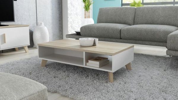 Cama Meble Τραπέζι LOTTA 110 λευκό+ δρυς sonoma