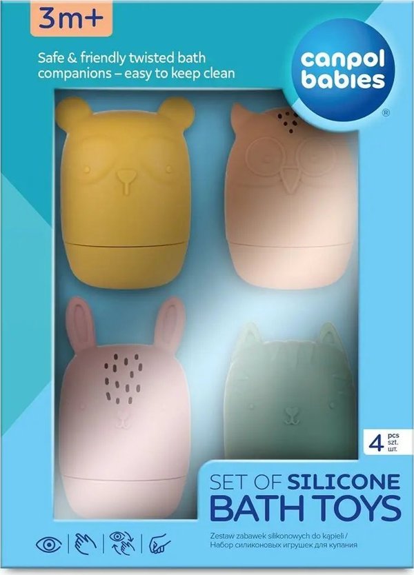 Canpol CANPOL BABIES set of twisted silicone bath toys, 3m+, 4 pcs., 80/308