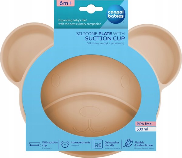 Canpol CANPOL BABIES Σιλικόνη πιάτο με στερέωση BEAR, 51/401_bei