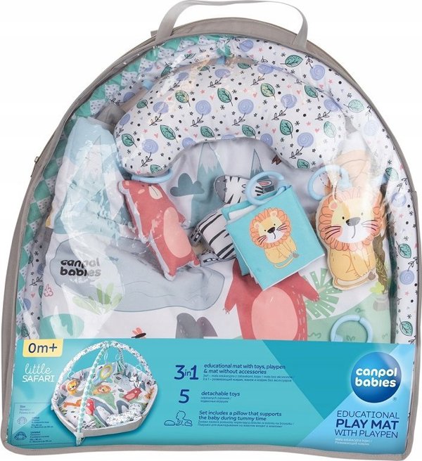 Canpol CANPOL BABIES εκπαιδευτικό χαλάκι παιχνιδιού με χώρο παιχνιδιού, 0+ μηνών, SAFARI, 81/100