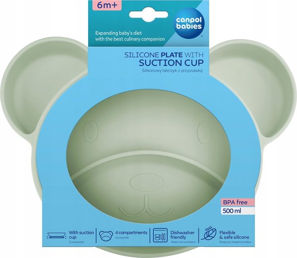 Canpol CANPOL BABIES Σιλικόνη πιάτο με προσάρτηση BEAR, 51/401_gre