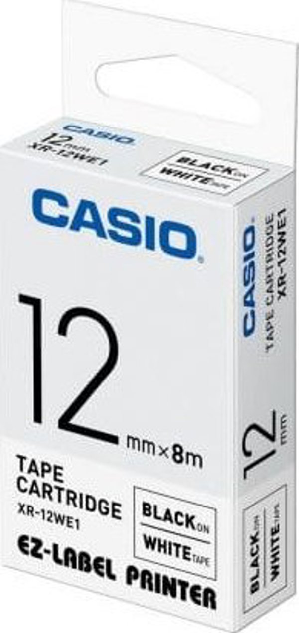 Casio Μαύρο σε Λευκό 1 Πακέτο 12mmx8m