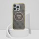 Case Guess IML Metal Glitter 4G Circle Triangle MagSafe for iPhone 16 Pro Max brown