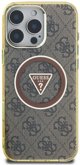 Case Guess IML Metal Glitter 4G Circle Triangle MagSafe for iPhone 16 Pro Max brown