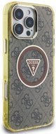 Case Guess IML Metal Glitter 4G Circle Triangle MagSafe for iPhone 16 Pro Max brown