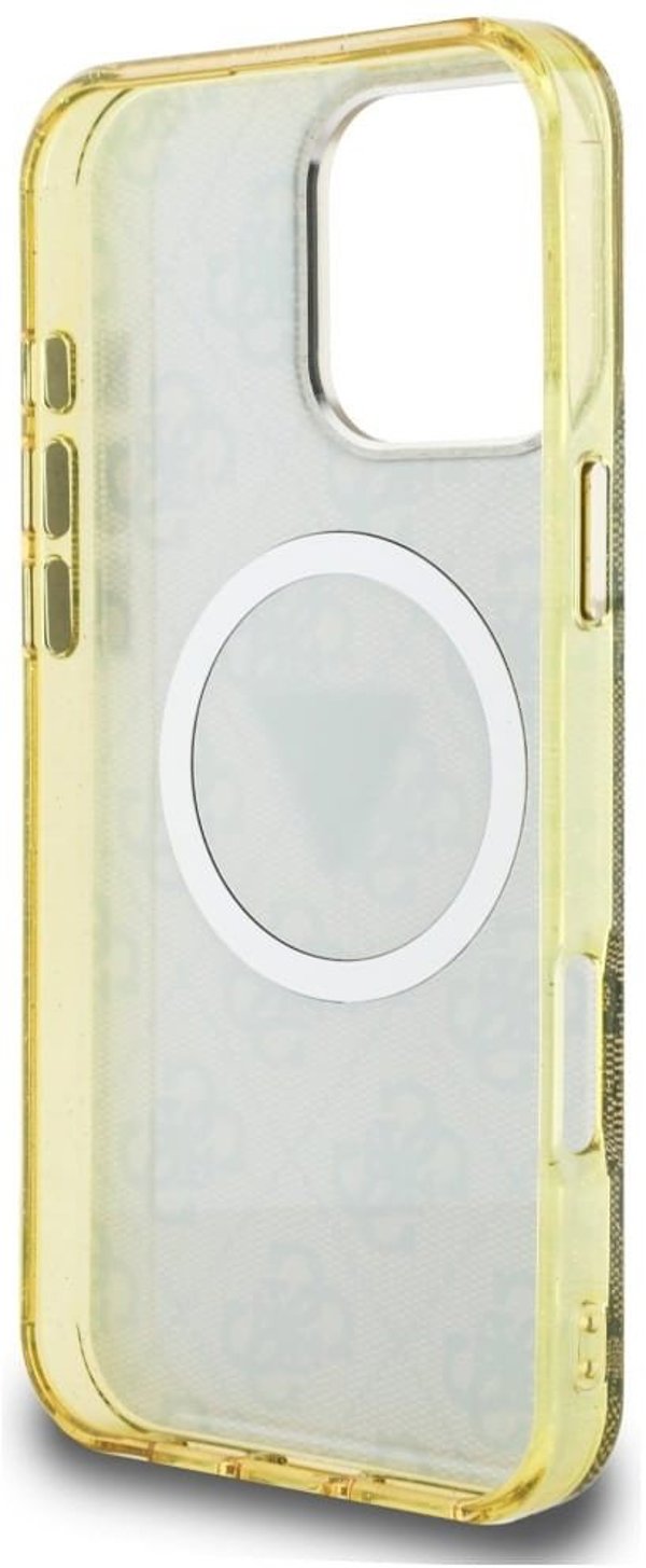Case Guess IML Metal Glitter 4G Circle Triangle MagSafe for iPhone 16 Pro Max brown