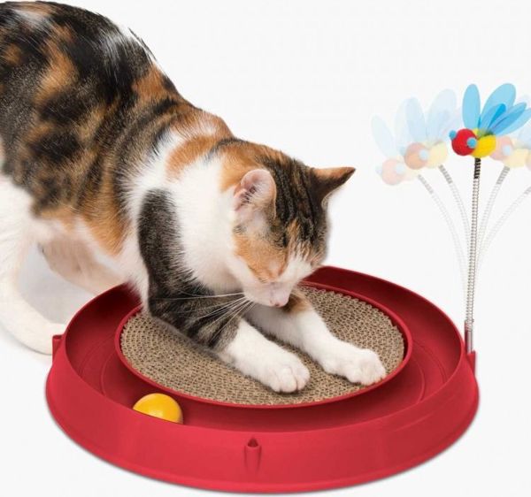 Catit Play 'n Scratch Διαδραστικό Παιχνίδι Γάτας 3 σε 1 με Ονisκo και Μπάλα Κόκκινο Ø 36 cm