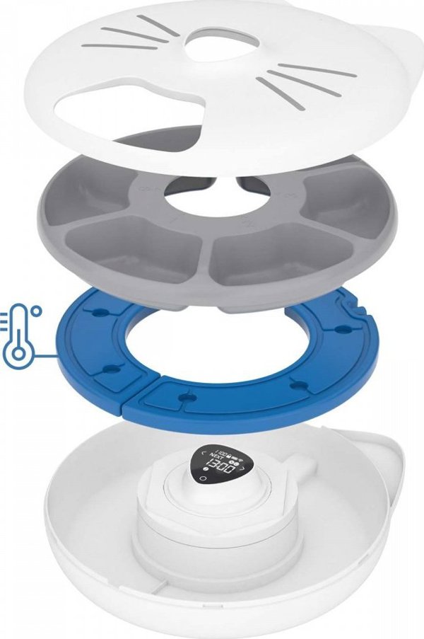 Catit Pixi Smart τροφοδότης 6 γευμάτων, αυτόματη τροφοδοσία, για γάτες, 32 × 34,5 × 9,2 cm 12314570 22517437544