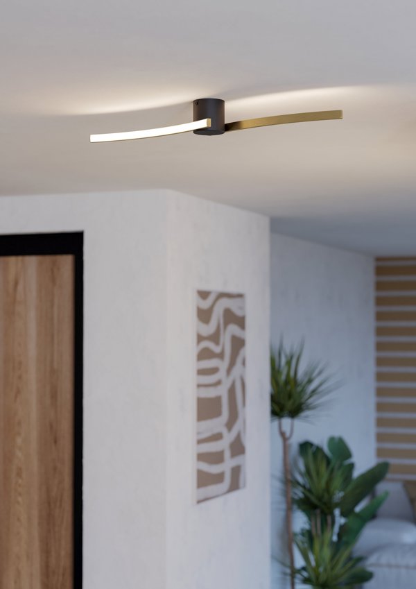 Ceiling LED lamp EGLO AIETA, 12 W, 1450 lm, 4000 K, black/gold, 12 x 72 x 8 cm