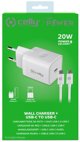Celly TC USB-C 20W+TYPE-C CABLE Baltas