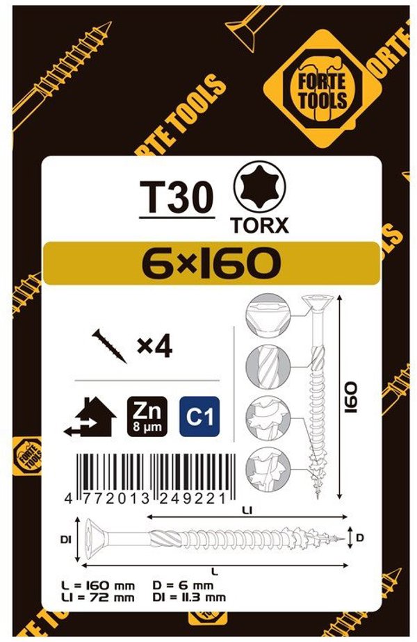 ΒΙΔΑ ΓΙΑ ΝΟΒΟΠΑΝ T30 6.0X160/72 ΛΕΥΚΟ ZN4PCS