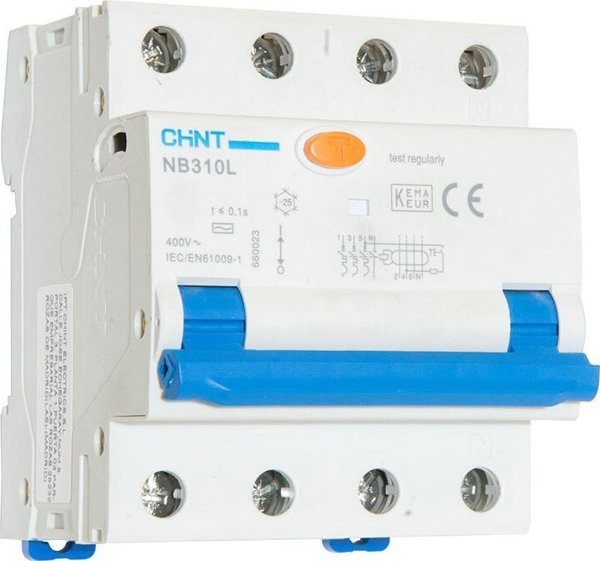 Chint Διακόπτης διαφορικού ρεύματος NB310L-3PN 20A 3P+N 6KA 30MA 4 μονάδες 660014