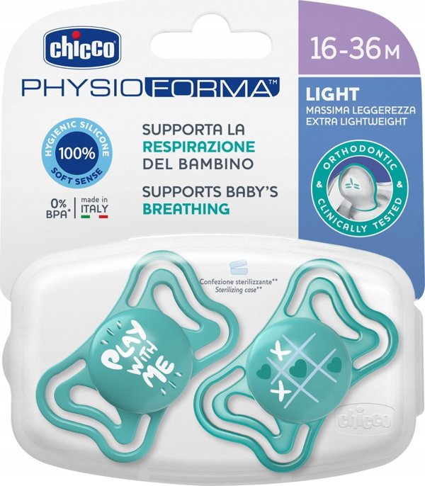 Chicco 156436 ΠΙΠΙΛΑ PHYSIO LIGHT ΣΙΛΙΚΟΝΗ 16-36M 2ΤΜΧ ΜΠΛΕ