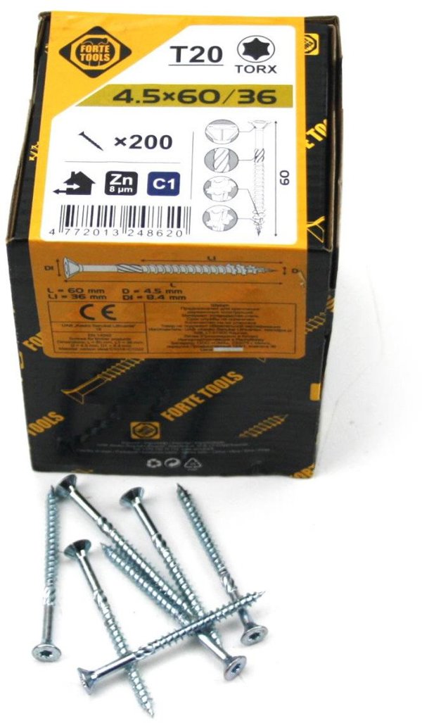 ΒΙΔΑ ΓΙΑ ΜΟΡΙΟΣΑΝΙΔΑ SCR T20 4.5X60/36 ΛΕΥΚΟ ZN(200