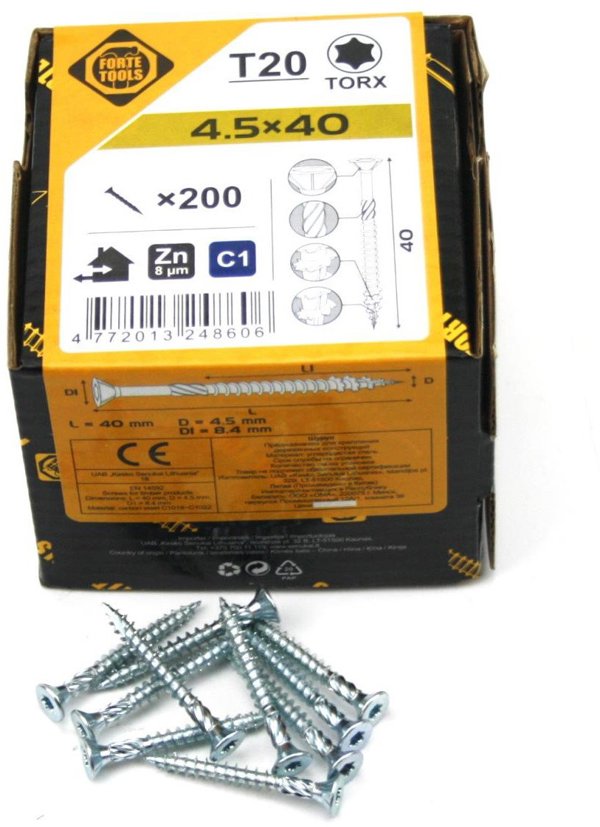 ΒΙΔΑ ΓΙΑ ΜΟΡΙΟΣΑΝΙΔΑ SCR T20 4.5X40 ΛΕΥΚΟ ZN(200)