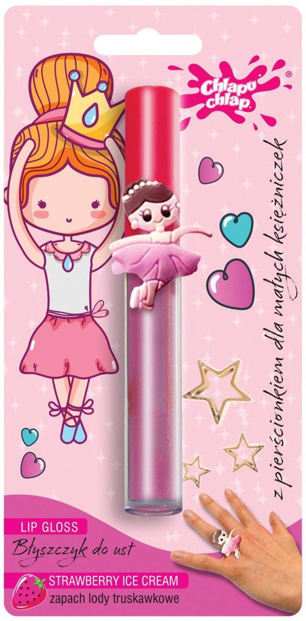 Chlapu Chlap Lip Gloss με δαχτυλίδι-παγωτό φράουλα 1τμχ