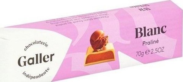 Μπάρα σοκολάτας Galler Λευκή Πραλίνα, 70 γρ