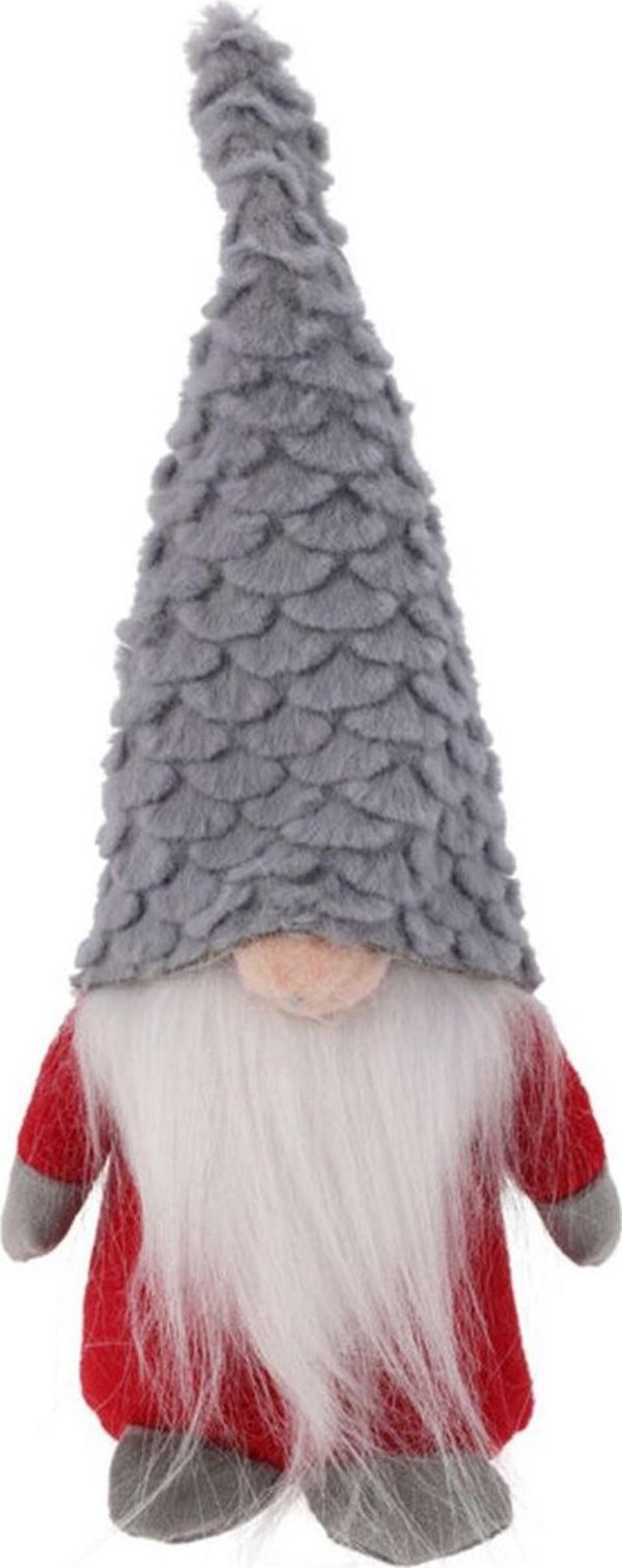 Χριστουγεννιάτικο Στολίδι Mikolaj Διακοσμητικός Άγιος Βασίλης 22cm Γκρι με Φύλλα