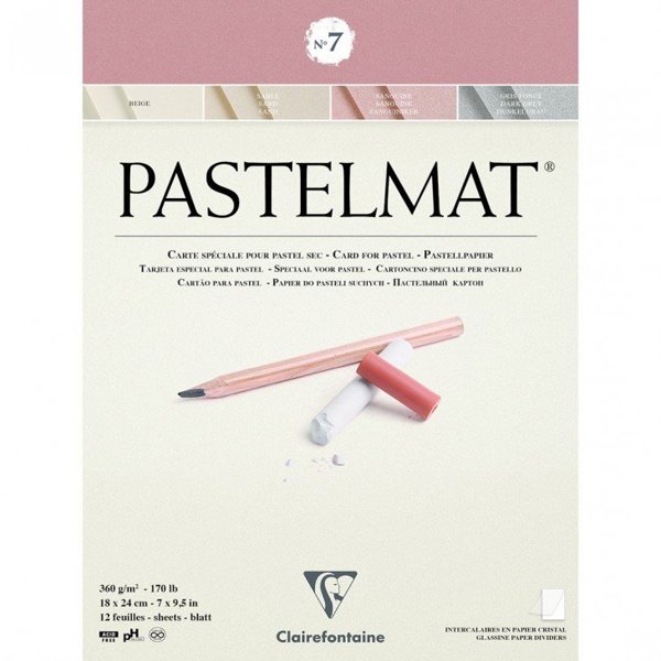 Χαρτί Clairefontaine PASTELMAT αρ.7 - 18x24 - 12 φύλλα 4 χρώματα