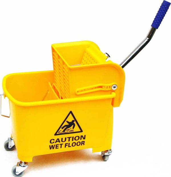CleanPRO Καρότσι Καθαρισμού 20L με Πρέσα, Μονοκάδο, Ανθεκτικό Πλαστικό, Κίτρινο, 67x27x63cm