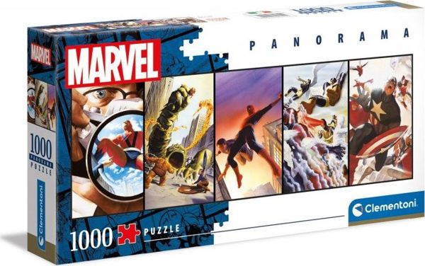 Clementoni Παζλ 1000 Κομμάτια Marvel Panorama, Συλλεκτικό Επιτραπέζιο Παιχνίδι 39611
