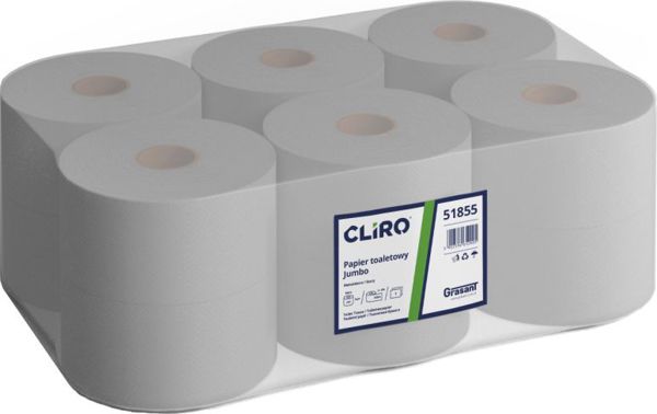 Cliro Χαρτί Υγείας Jumbo, 2 Στρώσεων, Ανακυκλωμένο, 12 Ρολά, 130m - Γκρι