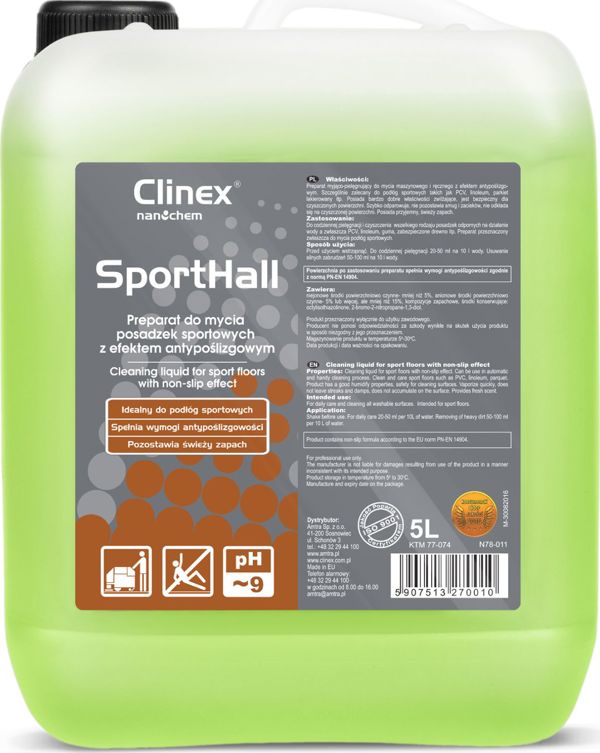 Clinex Sportshall Καθαριστικό Δαπέδων & Προστατευτικό Αντιολισθητικό Υγρό 5L