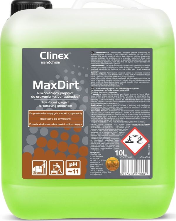 Clinex 4Dirt Συμπυκνωμένο Καθαριστικό Λίπους 10L - Ισχυρό Απολιπαντικό Για Επαγγελματική Χρήση