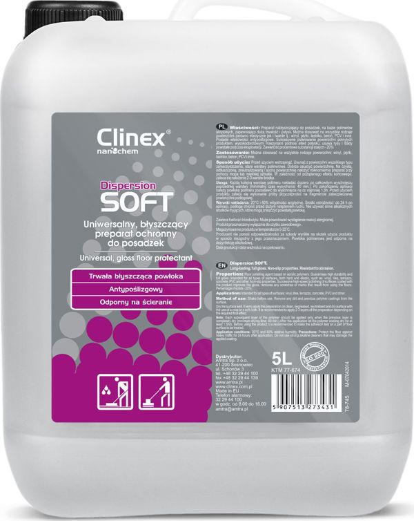 Clinex Dispersion SOFT Προϊόν Γυαλίσματος Δαπέδων, Για Βινύλιο, Πλακάκια & Μωσαϊκό, 5L