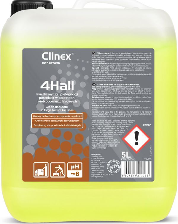 Clinex 4Hall Πολυμερές Καθαριστικό και Περιποιητικό Υγρό Δαπέδων, 5L