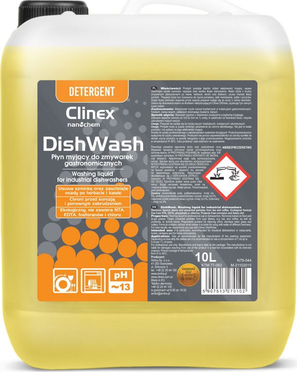 Clinex DishWash Συμπυκνωμένο Υγρό για Επαγγελματικά Πλυντήρια Πιάτων, 10L