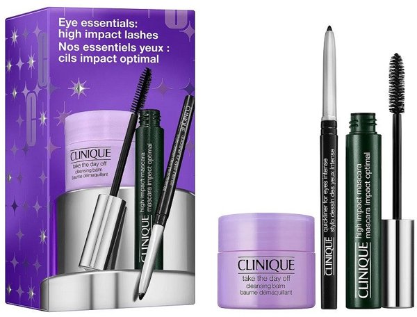 Clinique Eye Essentials: High Impact Lashes σετ μάσκαρα 7ml + βάλσαμο ντεμακιγιάζ 15ml + μολύβι ματιών 0.34g