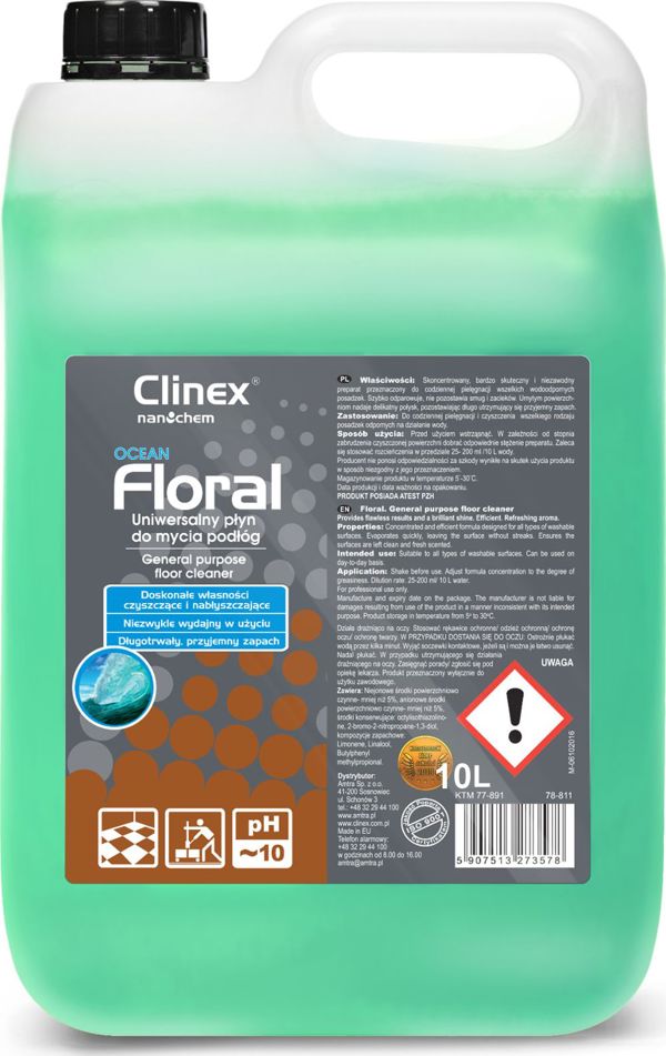 Clinex Floral Ocean Υγρό Καθαρισμού Δαπέδων 10L – Συμπυκνωμένο Καθαριστικό Χωρίς Ραβδώσεις με Άρωμα Διαρκείας