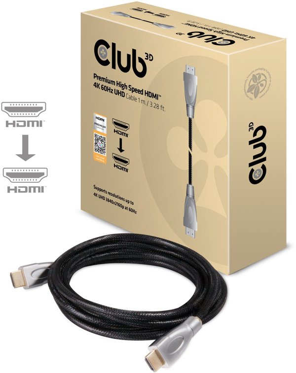 Club 3D CLUB3D Premium High Speed HDMI™ 2.0 4K60Hz UHD Cable 1 m/ 3.28 ft Certified