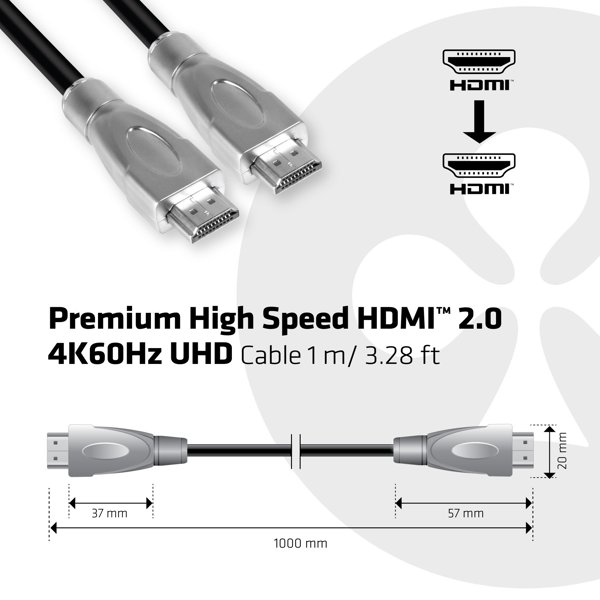 Club 3D CLUB3D Premium High Speed HDMI™ 2.0 4K60Hz UHD Cable 1 m/ 3.28 ft Certified