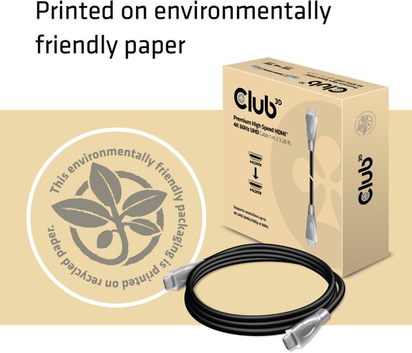Club 3D CLUB3D Premium High Speed HDMI™ 2.0 4K60Hz UHD Cable 1 m/ 3.28 ft Certified