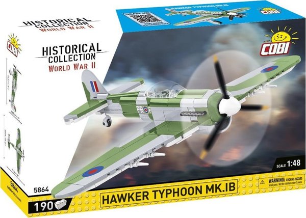 Cobi COBI 5864 Συλλογή Ιστορικών WWII Βρετανικό μαχητικό-βομβαρδιστικό αεροσκάφος Hawker Typhoon Mk.1B 190 τουβλάκια