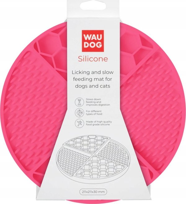 Στρώμα γλειψίματος σιλικόνης Collar WAU DOG, στρογγυλό 21,1x21,1x3cm ροζ