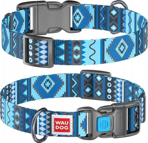 Collar WAU DOG ΠΕΡΙΛΑΙΜΙΟ ΝΑΪΛΟΝ ΜΕ QR ΕΤΙΚΕΤΑ 25mm/33-49cm ETNO ΜΠΛΕ