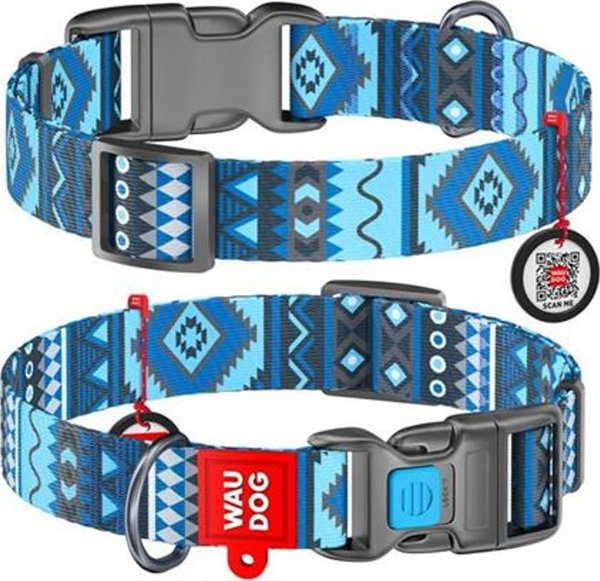 Collar WAU DOG ΠΕΡΙΛΑΙΜΙΟ ΝΑΪΛΟΝ ΜΕ QR ΤΑΥΤΟΤΗΤΑ 10mm/20-30cm ETNO ΜΠΛΕ