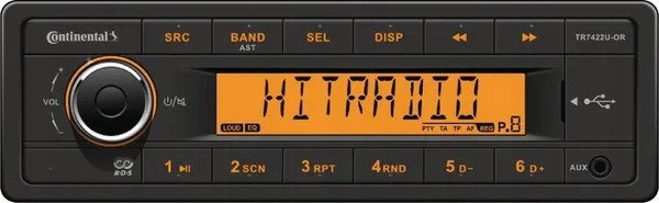Ραδιοφωνικός δέκτης FM RDS Continental TR7422U-OR USB/AUX 24V κοντός άξονας