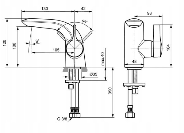 Εντοιχισμένη μπαταρία μπιντέ Ideal Standard A5809AA, χρώμιο