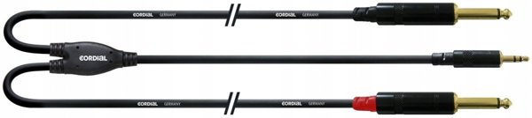 Καλώδιο ήχου Cordial 3.5 mm στερεοφωνικό αρσενικό - 2 x 6.3 mm μονοφωνικό αρσενικό, 3 m