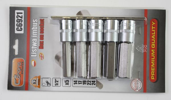 Σετ εξαρτημάτων εξάγωνων κλειδιών 1/2" H14-H24 5τμχ. (C6921)